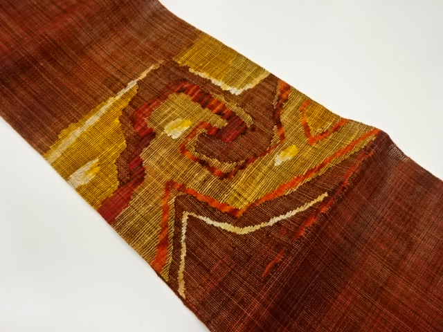 JAPANESE NAGOYA OBI FOR SUMMER / TSUMUGI / WOVEN ABSTRACT